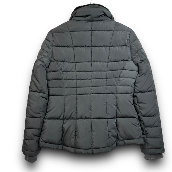 Womens Calvin Klein Repel 2 Degree Puffer Jacket Coat Faux Fur Collar Gray Small - Picture 8 of 10